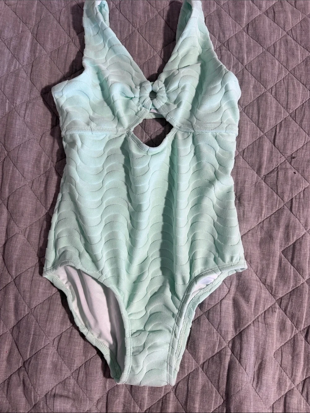 Old Navy Mint Green Kids One-Piece Swimsuit with Front Keyhole